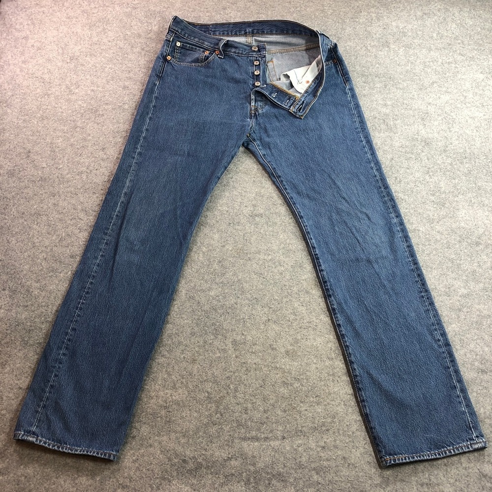 Levi's Mens 501 Original Jeans 34x34 Blue Straight Leg Button Fly Denim